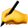 emoji mão amarela segurando um lápis